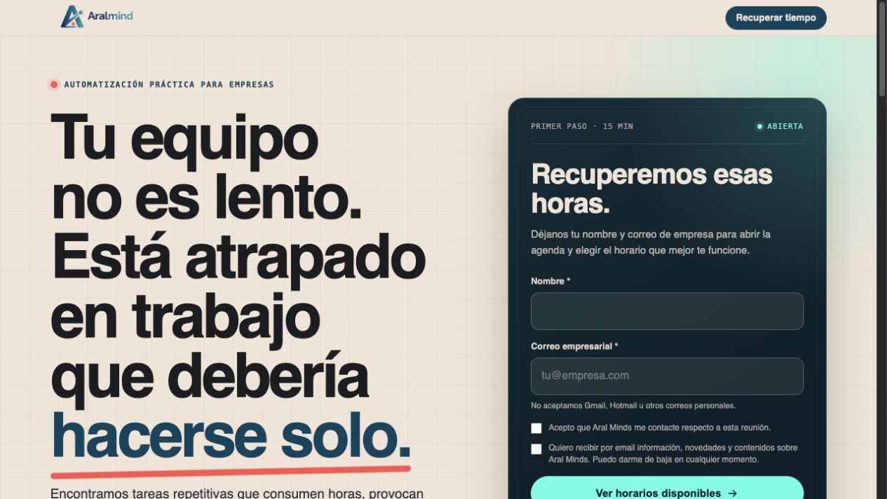 Vista previa del sitio web de Aral Minds